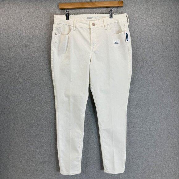 Old Navy Super‎ Skinny Ankle Length Mid-Rise Pants Womens Size 12 White NWT READ - Picture 1 of 15
